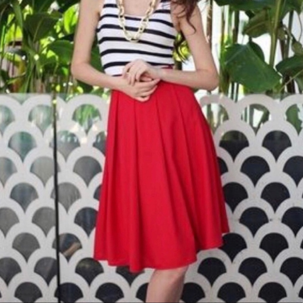 Modcloth Red Midi Skirt
